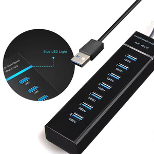 7端口USB集线器扩展器USB 3.0和2.0分离器适配器，适用于笔记本电脑、键盘、鼠标、外部设备
