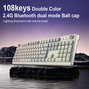 Teclado de membrana con cable de 108 teclas OEM ODM Office iluminación RGB personalizada con perilla de control de volumen - Product Image 6