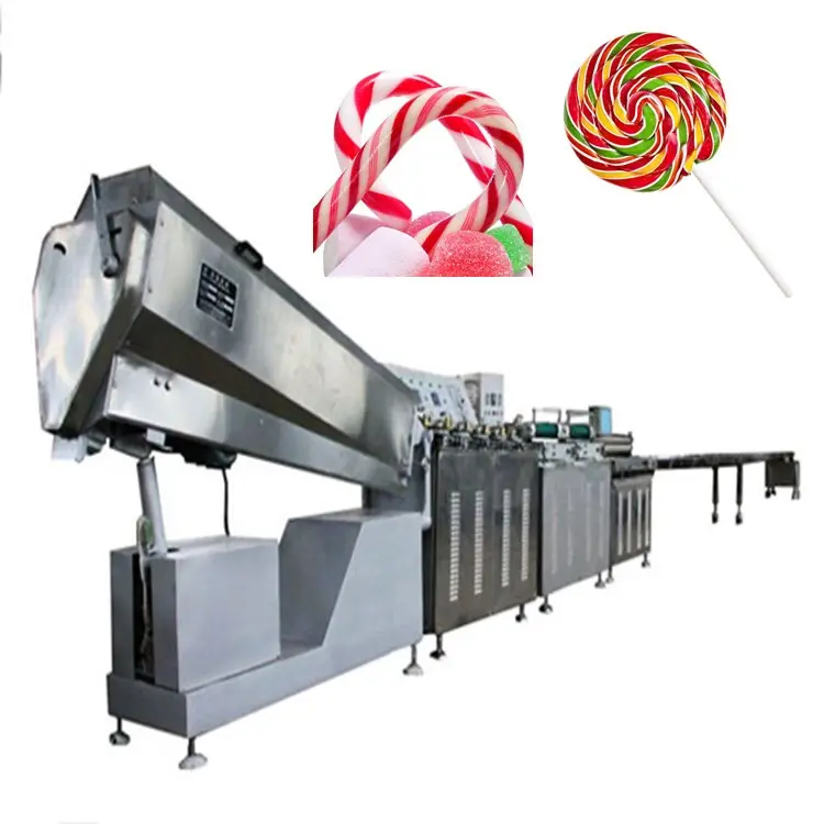 Máquina de piruleta plana de lujo, espiral de colores, automática, fabricación de caña de caramelo, venta de fábrica