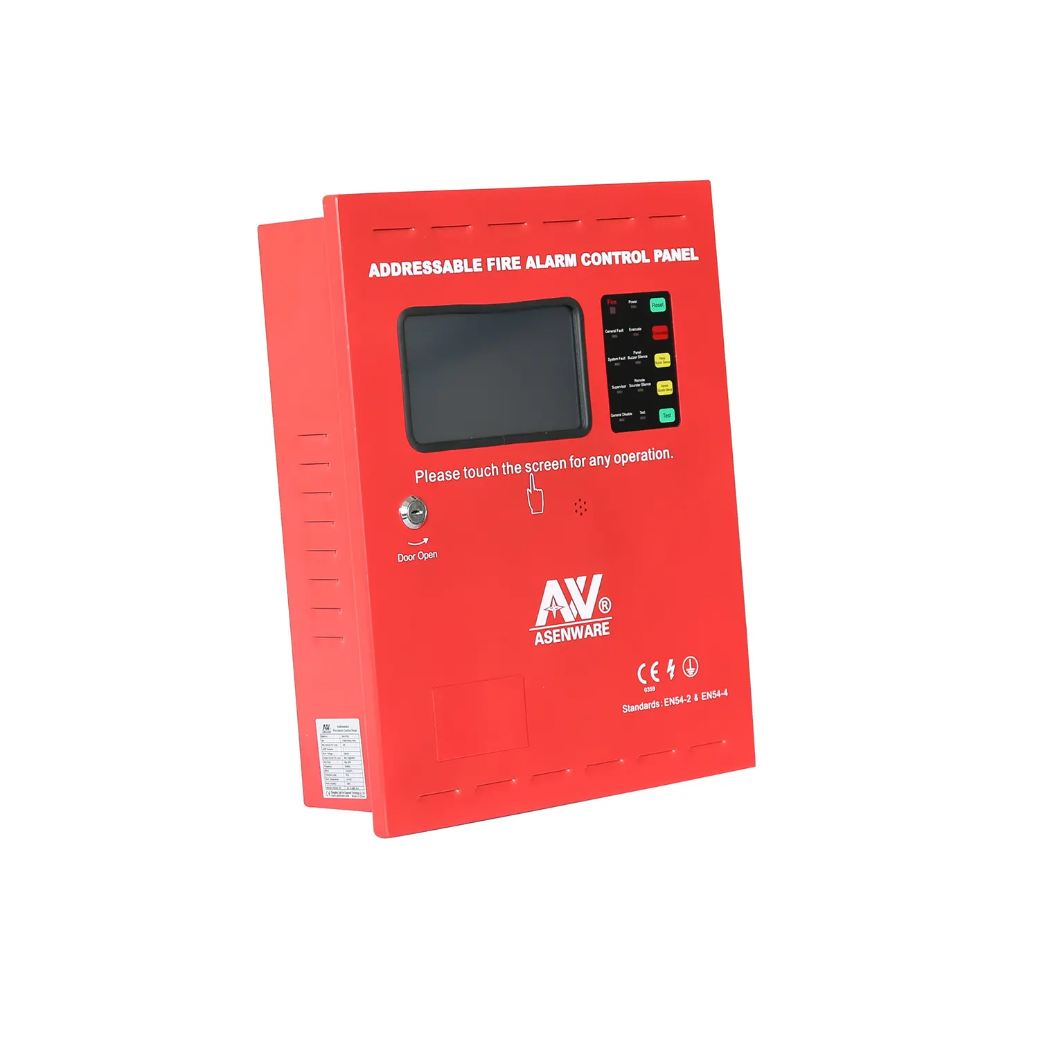 Adreslenebilir 1 döngü yangın alarmı kontrol paneli yangın alarmı sistemi 8 paneller yazıcı ve GSM modülü 2 yıl ASENWARE 250 adet 7"