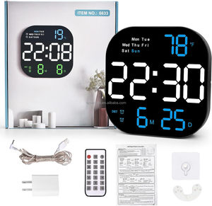 <strong>Large</strong> <strong>Digital</strong> Wall <strong>Clock</strong>, 10.55&quot; Led Display, Automatic Brightness Dimmer Big <strong>Clock</strong> With Remote, Square Alarm <strong>Clock</strong> - Product Image 6