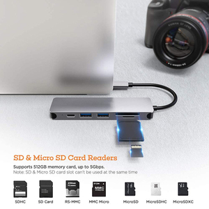 High Quality 6 In1 Multiport <strong>USB</strong> <strong>C</strong> Hub to HDMI-Compatible <strong>Adapter</strong> <strong>Type</strong> <strong>C</strong> to <strong>USB</strong> 3.0 SD TF Card Reader <strong>Adapter</strong> for Laptop - Product Image 6
