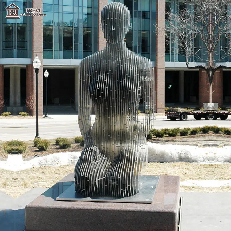 Sculture moderne della statua della figura scomparsa astratta dell'acciaio inossidabile del metallo su ordinazione grande per all'aperto