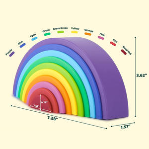 Educational Children Color Cognition Circle Cloud Arch Building Block Baby Silicone <strong>Rainbow</strong> Stacking Toys - Product Image 5