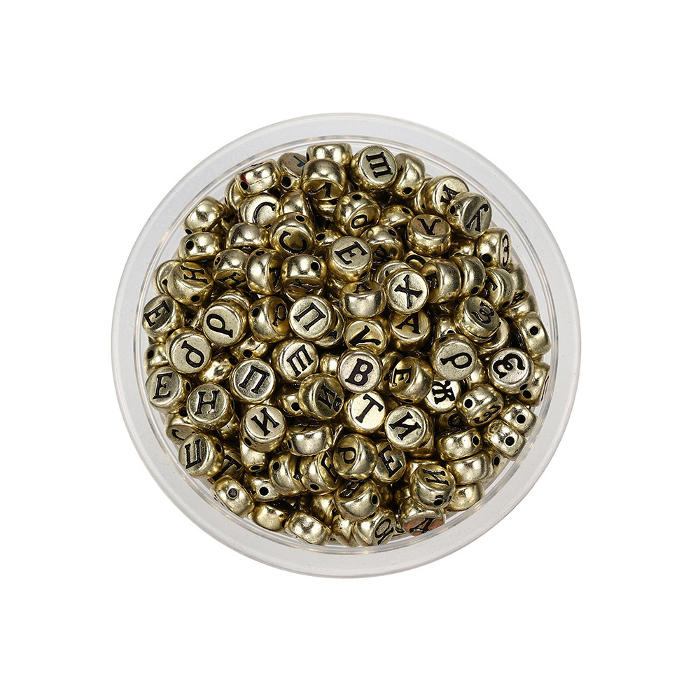 Perles russes rondes dorées et noires