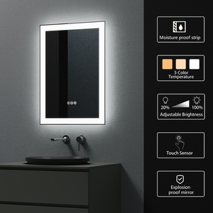 Smart Anti-Fog Maquiagem Espelho Modern LED Iluminado Banho Design Retangular Wall Mounted Espelho do banheiro para uso do salão de beleza