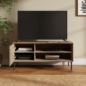 TV Unit for TVs up to 50&quot; TV Table with Rattan Front Door Design and a <strong>Cable</strong> <strong>Tidy</strong> at Back ModernTV Unit for Small Room - Product Image 3