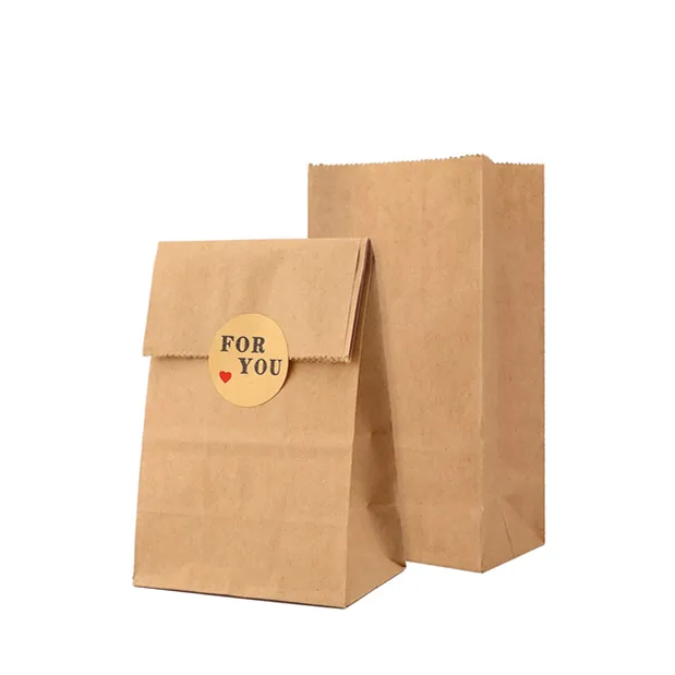 Venta al por mayor de embalaje de calidad alimentaria con bolsas de papel Kraft Envasado de alimentos ecológicos Bolsas de papel