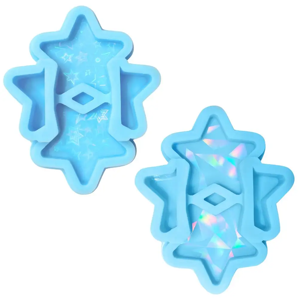 Holographic Customized Straw Topper Pendant Mold Casting DIY Resin Silicone Mould For Star-shaped Decoration Making
