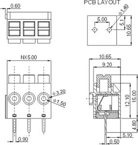 Pcb接线端子按钮0. 1.5引脚间距0. 5.0推入式接线端子DG390 - Product Image 2