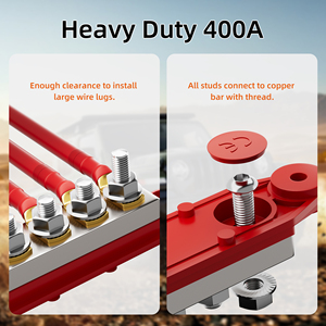 Yüzey montajı 12 VDC 400A pil bakır bara 6 yollu 5/16 "Post(M8) konektör güç dağıtım bloğu kapaklı ve somunlu - Product Image 5