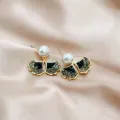 Fashion jewelry custom wholesale 18k gold plated pearl zircon earrings for women