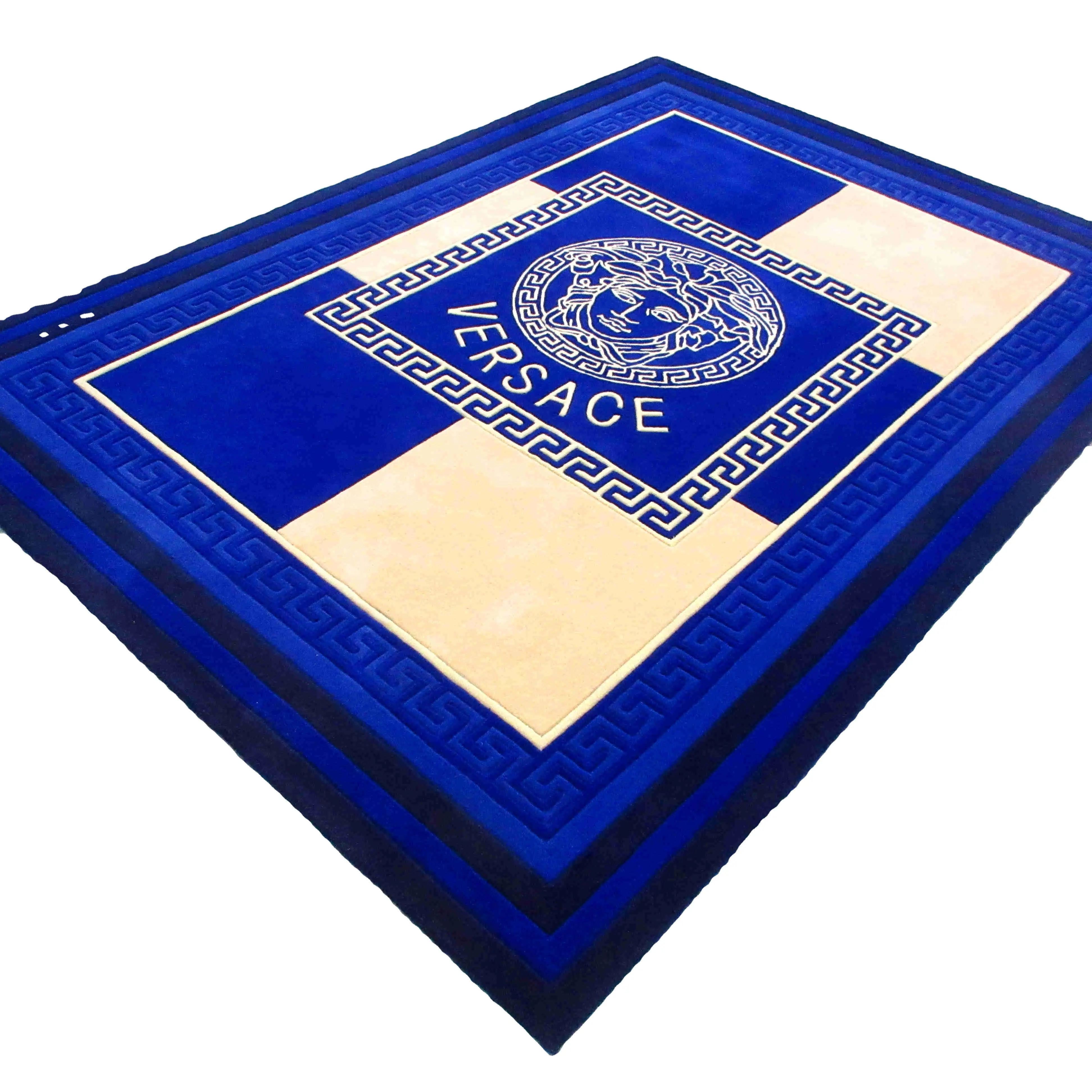 Blau Beige Luxus Teppich nach Maß Hand gefertigt Belgien Wohnzimmer Teppiche Hand getuftete geknotete Wollte ppiche