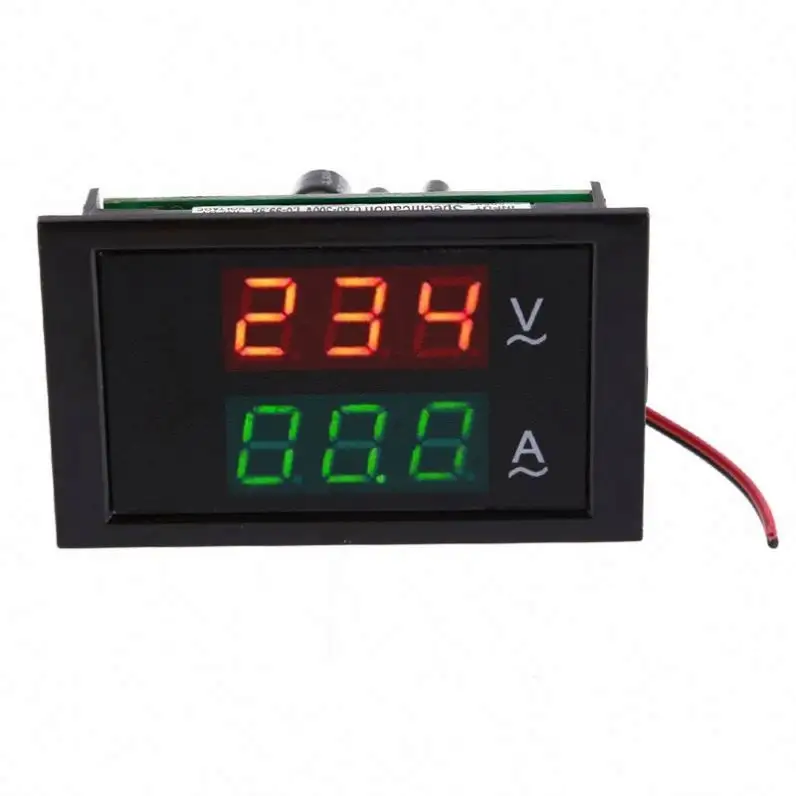 Voltmètre numérique à double LED Ampèremètre AC80-300V 100A Voltimetro Ampere Panel Current Tester Red Green Display