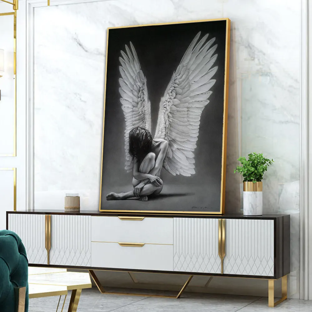 Schönheit Engel Mädchen Poster Gothic Mode Artwall Kunst Leinwand Malerei für Wohnzimmer Wand moderne dekorative Bilder Home Decor