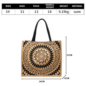 Halat kolu Gunny ile Vintage kare jüt çanta Shopper taşıyıcı için depolama için alışveriş çantası Tote kılıfı - Product Image 3