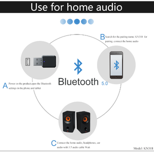Blue tooth V5.1 <strong>Audio</strong> Converter Bluet ooth Receiver USB <strong>and</strong> AUX <strong>Output</strong> Dual Channel Stereo with Microphone - Product Image 3