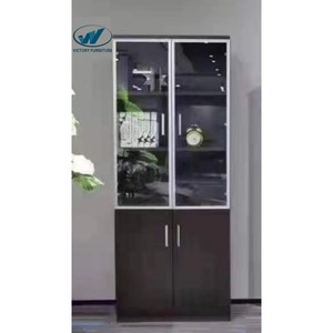 Penjualan langsung pabrik kabinet tinggi kabinet arsip modern sederhana boss manager kantor dengan kunci pita kaca rak buku - Product Image 3