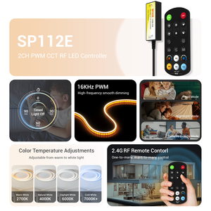 SP112E 2CH PWM CCT светодиодный контроллер 2,4 г RF дистанционная цветовая температура регулируемая светодиодная лента DC 5-24V - Product Image 2