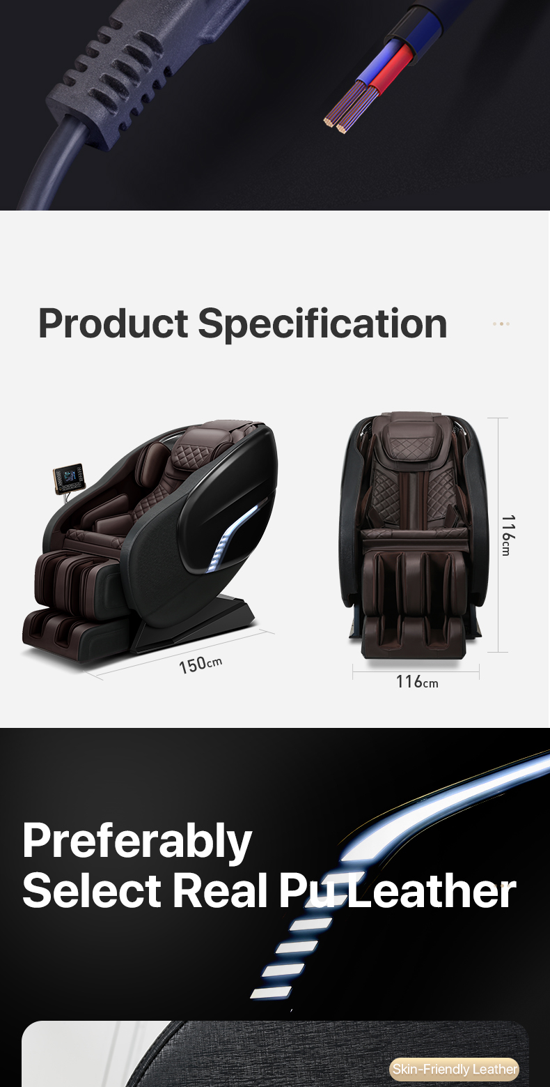 Jare X8 Display Lcd Remote Control Luxury 4D Foot Spa Factory Price Kneading Shiatsu Blue-Tooth Full Body Massage Chair
