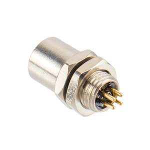 IP65防水M5印刷电路板面板安装连接器3/4针直母插座，前后黄铜电线连接紧固 - Product Image 4