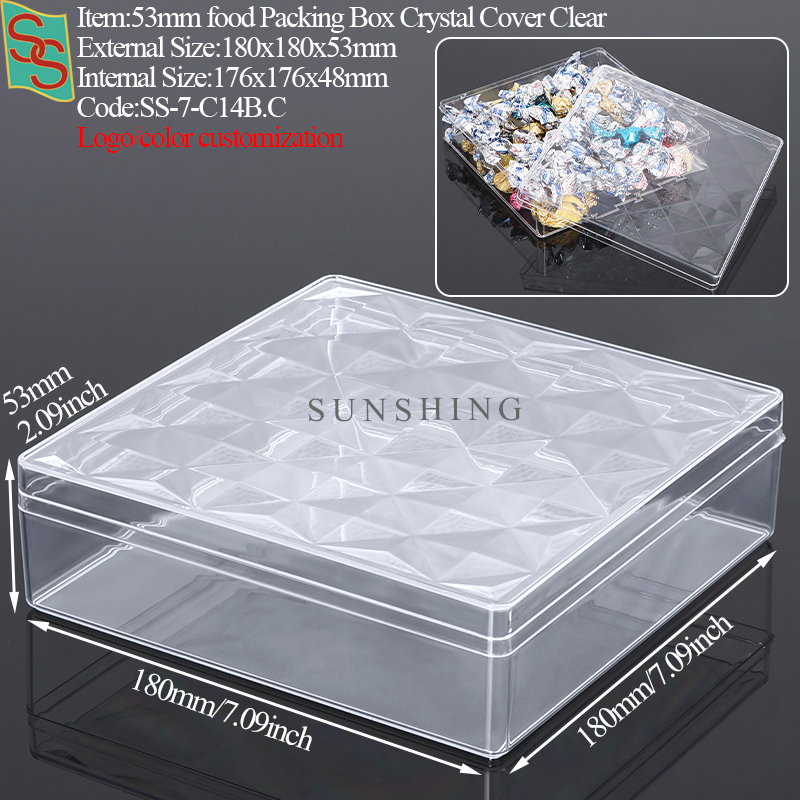 Boîte d'emballage alimentaire 18 cm, couvercle en cristal transparent C14B