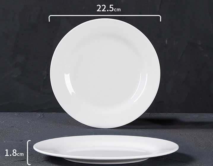Assiette plate blanche de 9 pouces