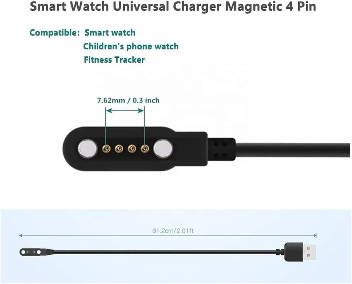 เครื่องชาร์จแม่เหล็กแบบพกพาพร้อมสายชาร์จ USB สำหรับสายไฟนาฬิกาอัจฉริยะ