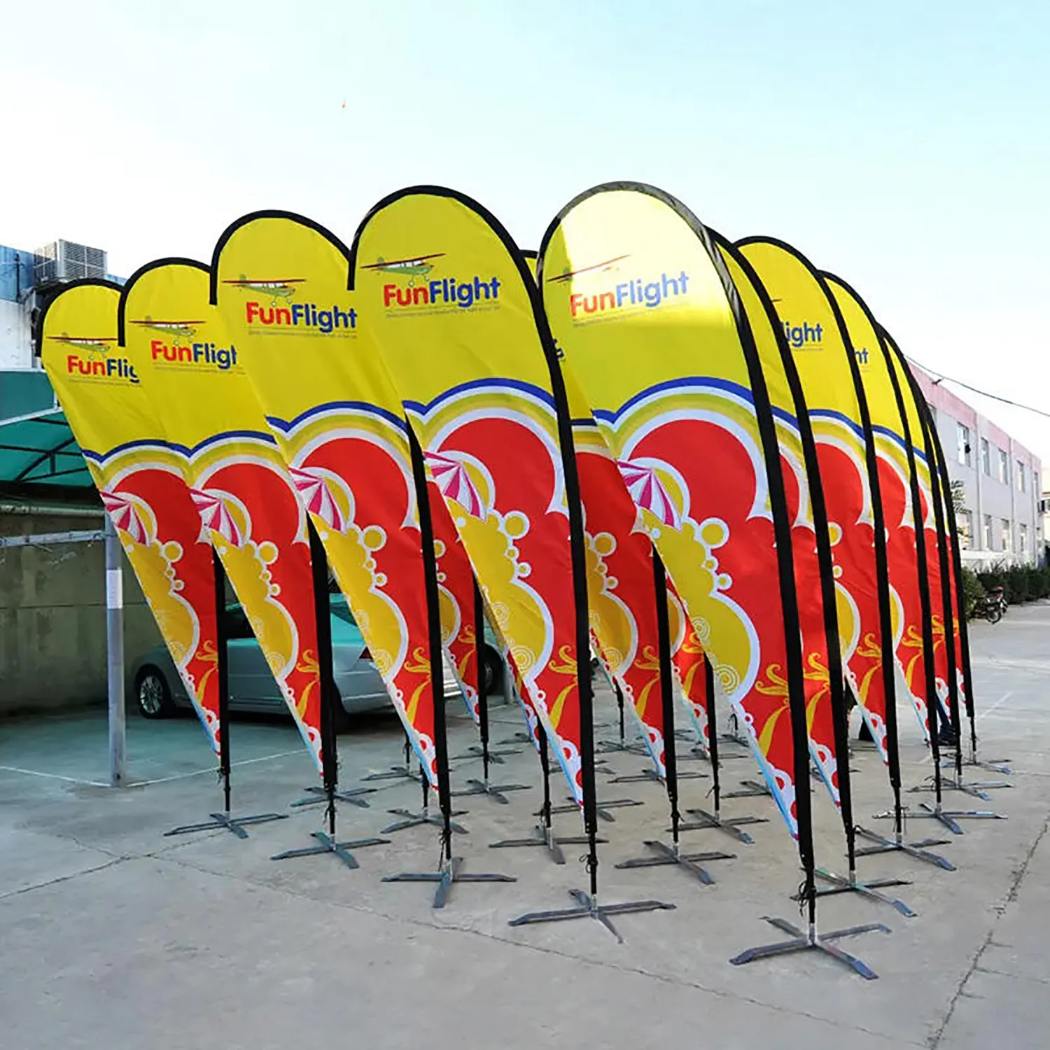 Publicité plume bannière drapeaux tacos meubles changement d'huile pour extérieur porte ouverte limonade salon de coiffure empanadas plume drapeau