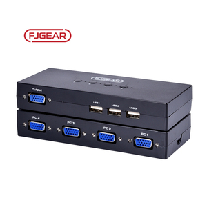 FJ-401UK Fjgear <strong>4</strong>-Port USB2.0 Desktop <strong>KVM</strong> <strong>Switch</strong> 1920*1080 <strong>4</strong> <strong>Inputs</strong> <strong>1</strong> <strong>Output</strong> Supports USB VGA/Keyboard/Mouse Etc.