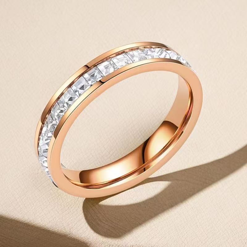 5-b-5 rose gold row square drill 4mm wide
