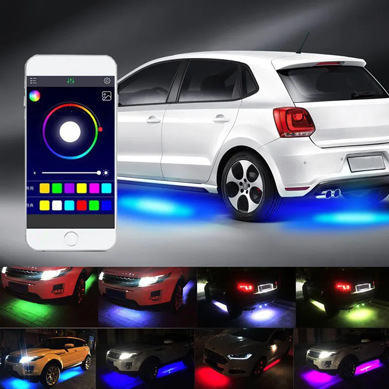 Led سيارة Underglow ضوء Rgb لون الحلم مطاردة قطاع ضوء كيت 6 قطعة الخارجي للماء سيارة ضوء App التحكم ضبط