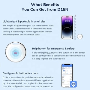 Dispositivo de seguimiento IoT programable BLE 5,0 iBeacon Eddystone Bluetooth pegatina Etiqueta de baliza con botón - Product Image 4