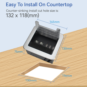 Caja de alimentación con tapa abatible con cepillo, caja de enchufes multifunción personalizada con interruptor y puerto de datos USB