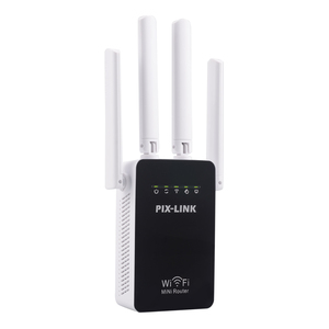 Enrutador inalámbrico PIX-LINK 300Mbps WR09 con QoS, fácil configuración, extensor de rango WiFi, repetidor Wi-Fi, antenas amplificadoras de señal de red - Product Image 1