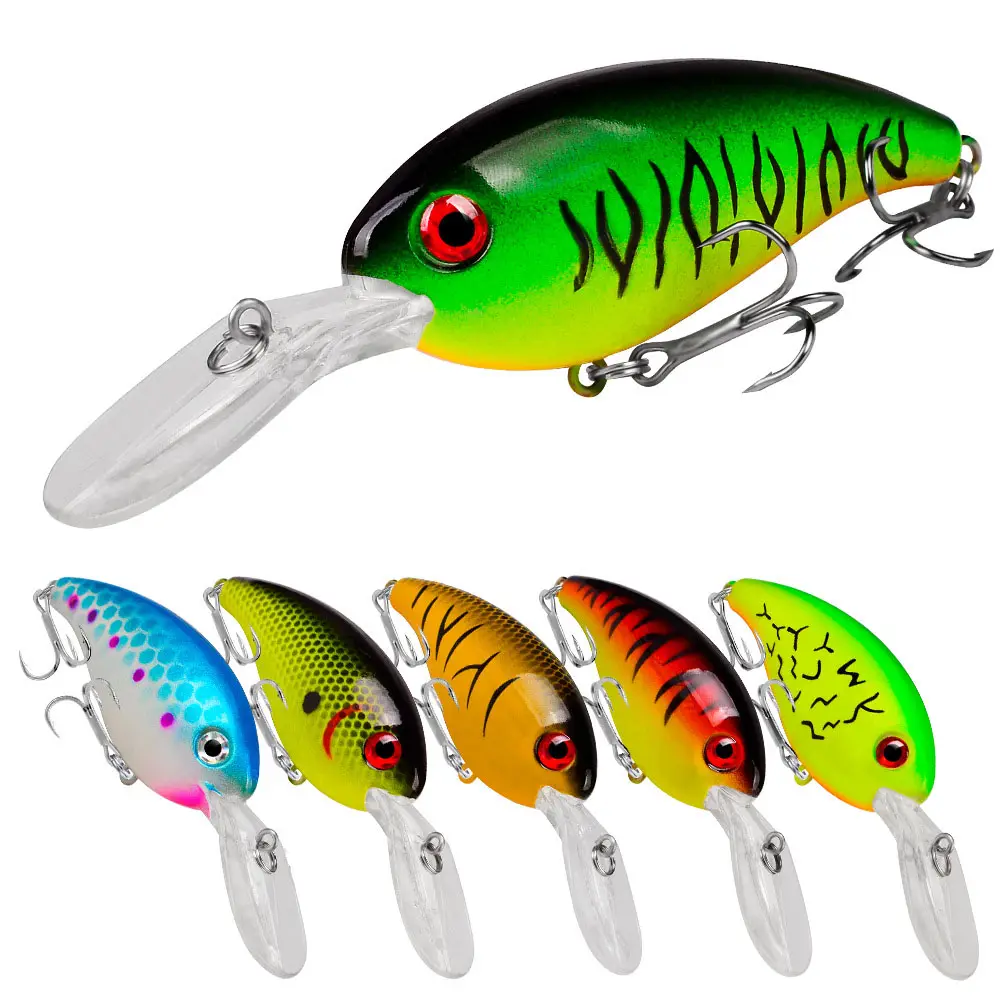 HUIXIAN Lure Bait Float Rock 10CM-14G plastica Crank Bait Little Fat Lure False Bait 6 # Hook pesca