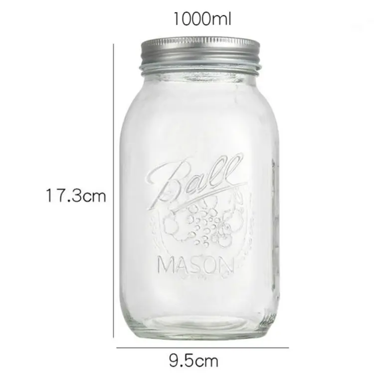 Heißer Verkauf 32oz 16oz 750ml Mason Weithals Quart Gläser mit Deckel und Bändern Glas Einmach flasche Glas Honig glas