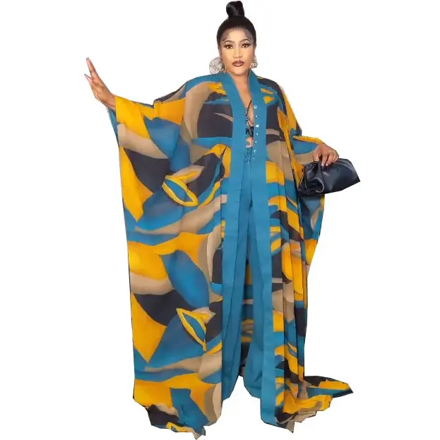 2023 Europa e América Impresso calças soltas Africano chiffon robe vestidos para as mulheres vestido etíope mulheres tradicionais