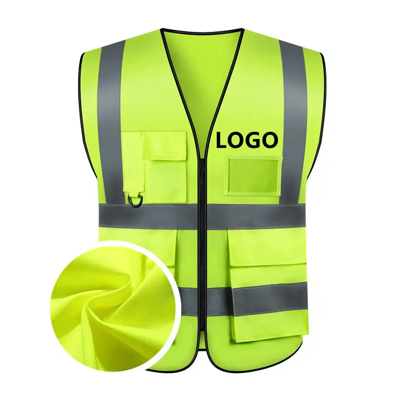Gilet di sicurezza riflettente giallo fluorescente con logo per la maglia di sicurezza stradale per l'estate