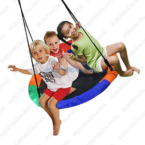 39 Inch <strong>Spider</strong> Web Tree Swing Outdoor Saucer <strong>Net</strong> Swing Platform Backyard Round Flying Swing