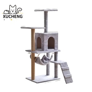 Pet Cat <strong>Product</strong> Tall Modern Wood Gray Floor to Ceiling Multi-level Cat Tower Wood Cat <strong>Tree</strong> - Product Image 1