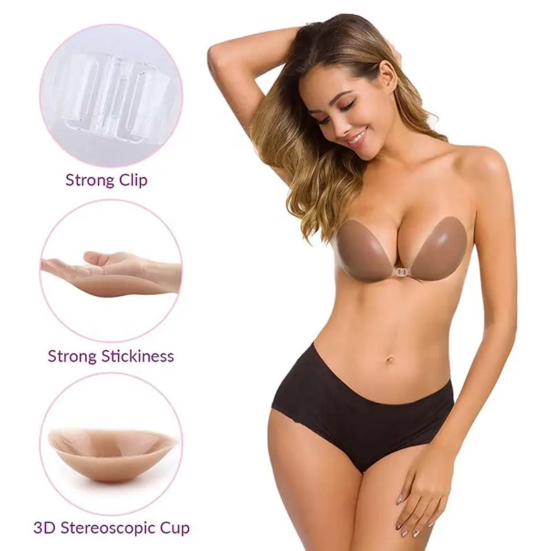 Reggiseno Push-Up autoadesivo in silicone sottile Gel appiccicoso raccogli scollatura impermeabile Sexy lifting seno comodo senza schienale reggiseno invisibile