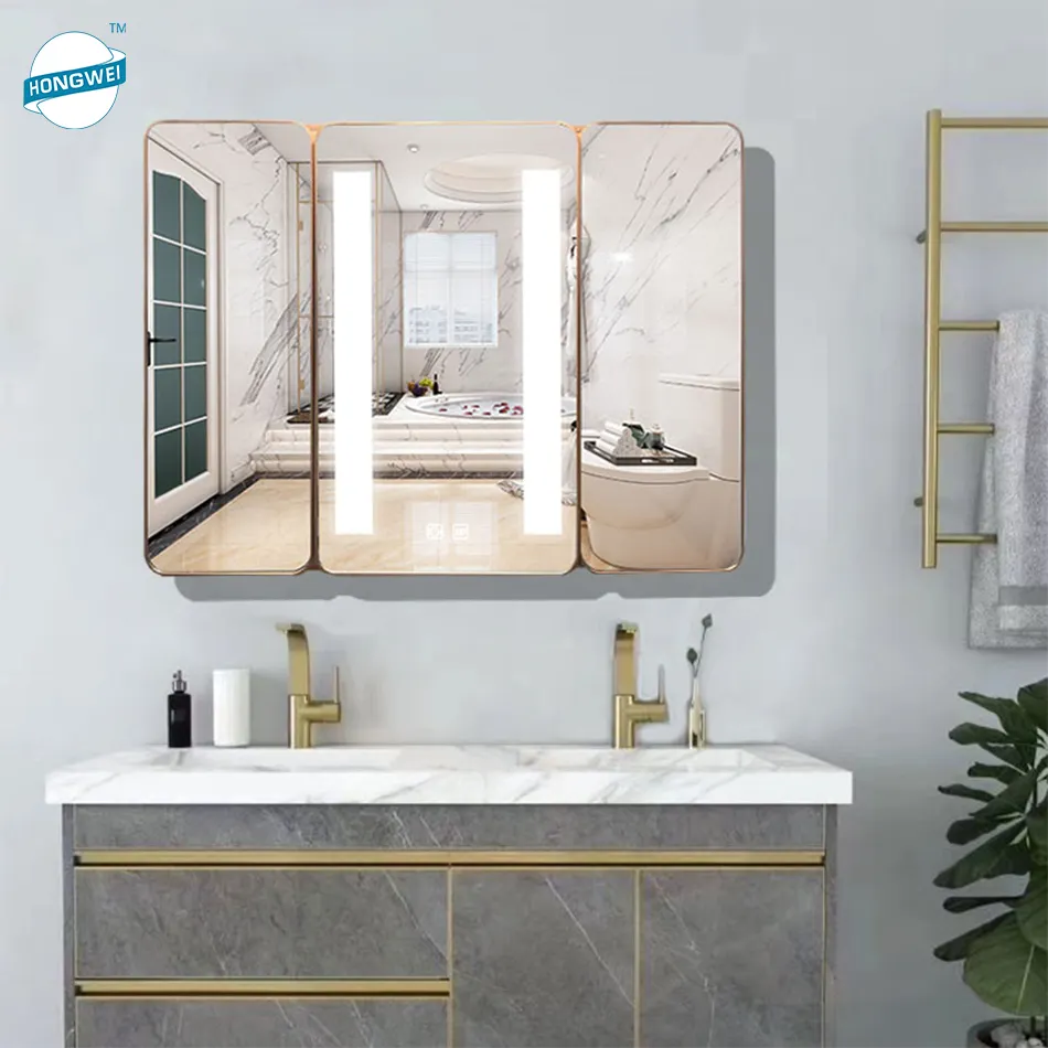 Melamina armário de parede, cor sólida multicamada de madeira cinza montado na parede armário do banheiro com espelho
