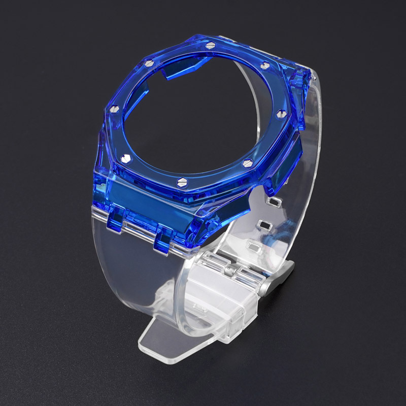 Boîtier bleu foncé - bracelet transparent avec outils