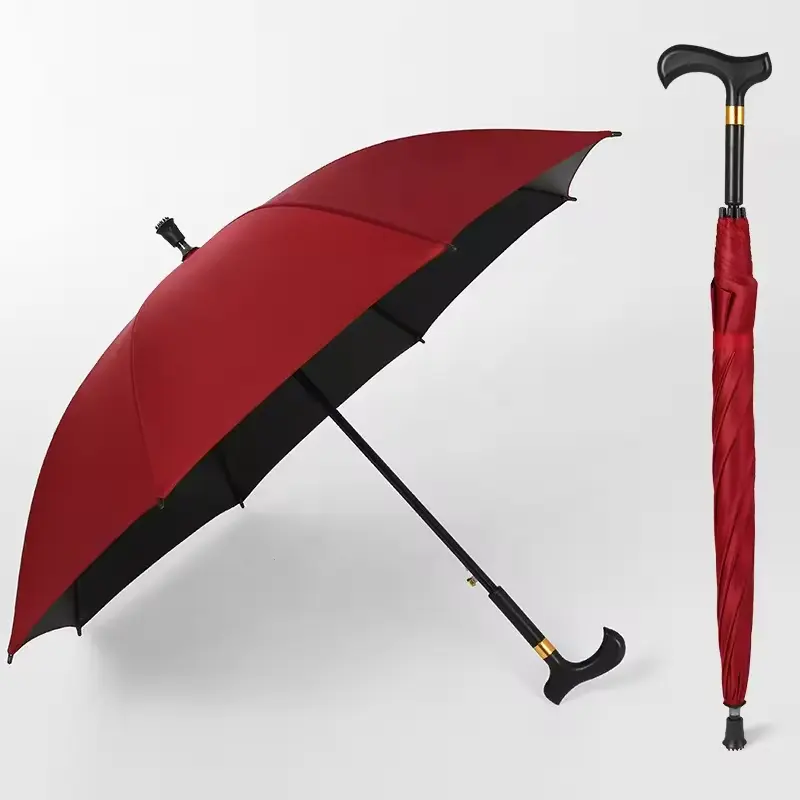 Parapluies d'épée de samouraï de golf noir automatique de style japonais à long manche avec bandoulière