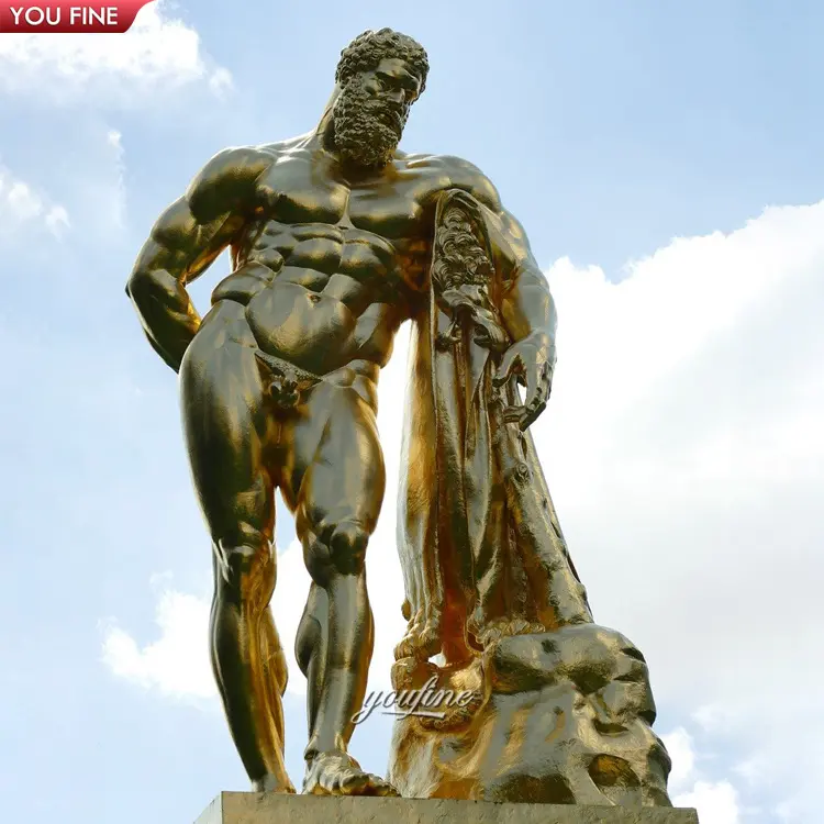 Escultura de bronce de oro griego para decoración al aire libre, escultura clásica de Hercules para jardín