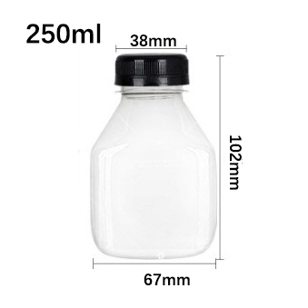 8oz bouteille carrée pour animaux de compagnie courte