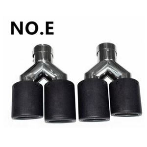 Car Carbon Fiber Matte Muffler <strong>Tip</strong> Y Shape Double Exit Exhaust Pipe Mufflers Nozzle Decoration Universal Stainless for AK 2pcs