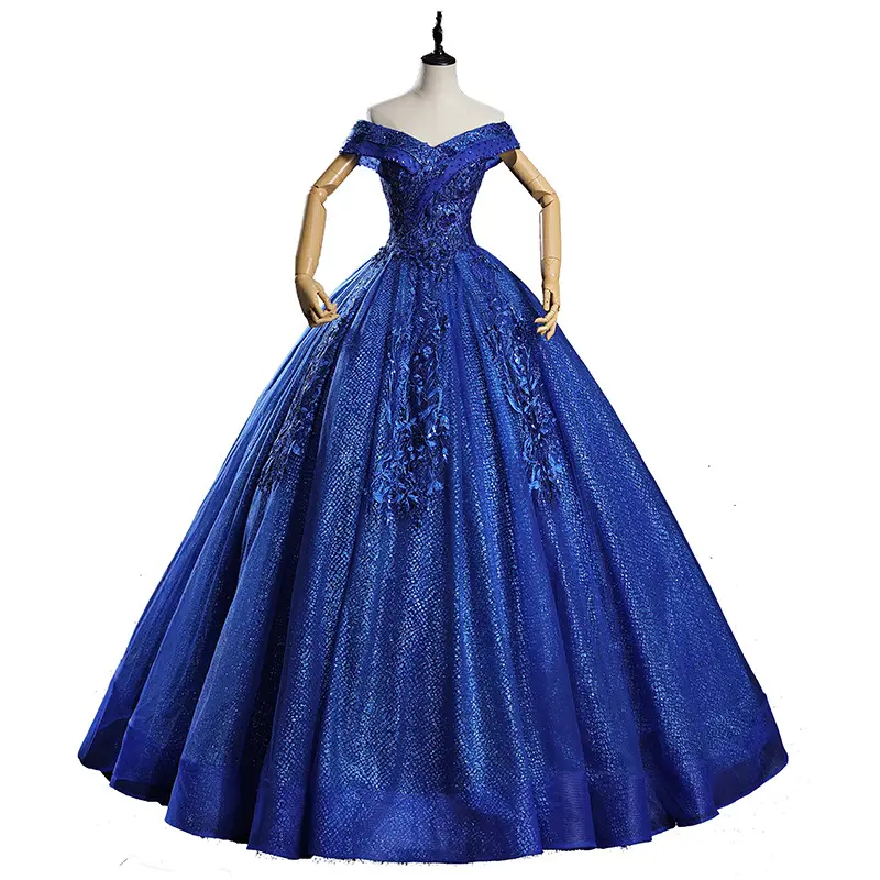 Falda con lentejuelas para mujer, vestido de boda azul real con lentejuelas estrelladas, para fiesta o espectáculo anual, envío directo
