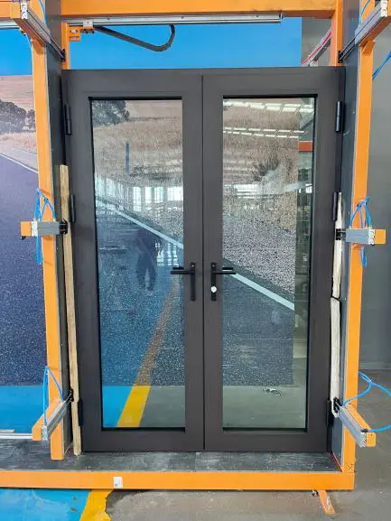 LVDUN-puerta abatible de aleación de aluminio, puertas francesas de vidrio para patio, 96x80